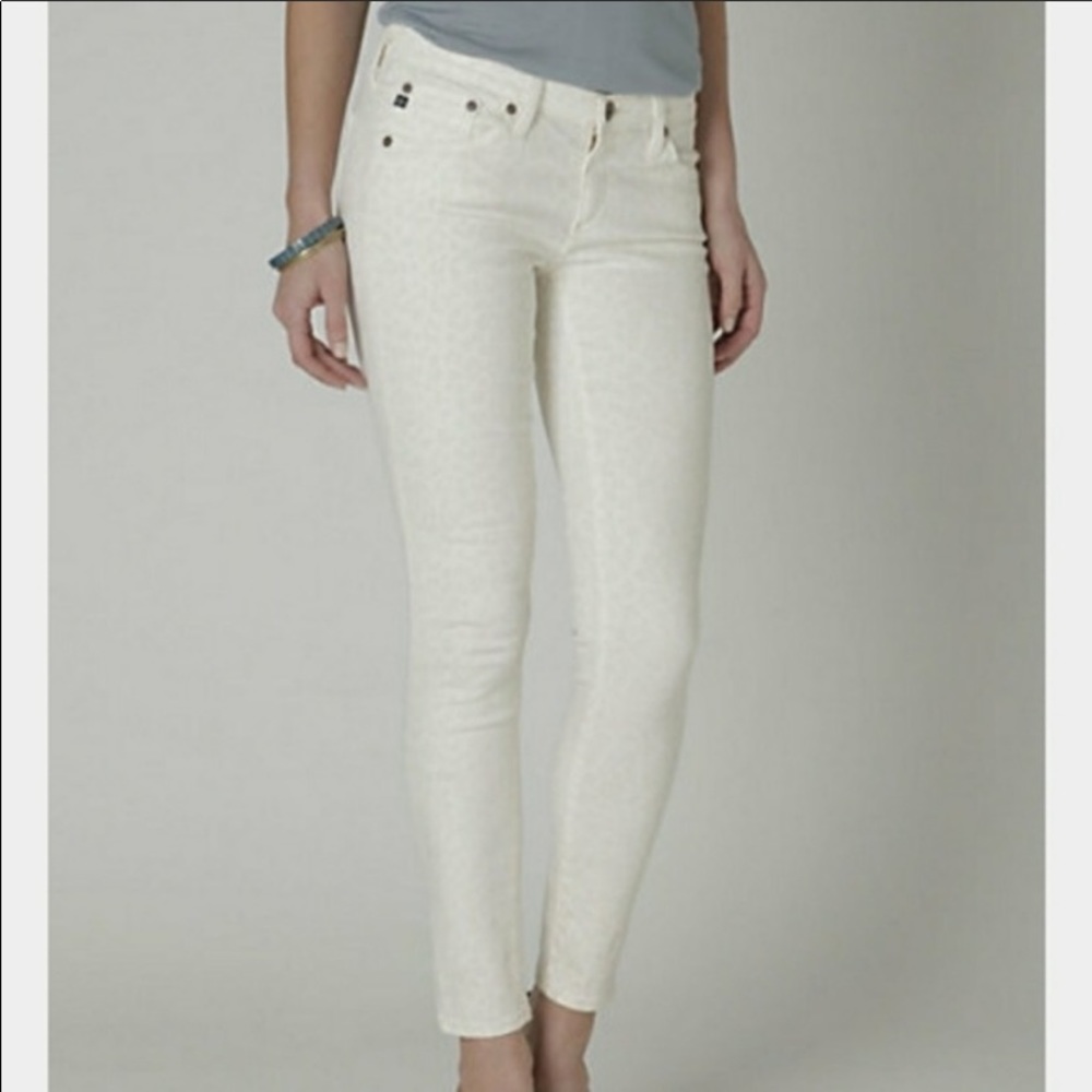 AG Off-White Faded Leopard Print Jeans